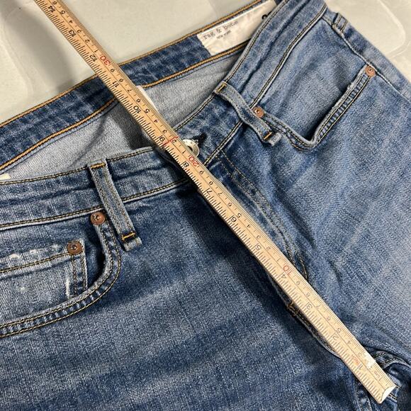 Rag & Bone Jean Women’s 28 Blue Dre Low Rise Slim Boyfriend Denim Distressed - Picture 4 of 11
